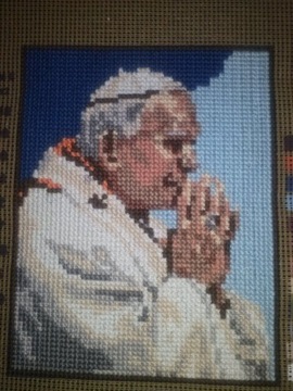 Obraz wyszywany ręcznie - Jan Paweł II
