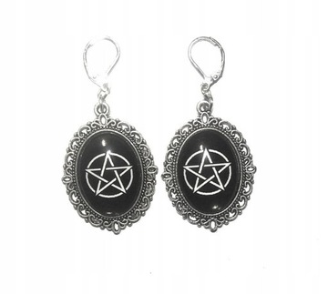 Kolczyki PENTAGRAM Duże Wiszące Amulet Gothic