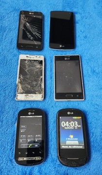 Zestaw 6 uszkodzonych telefonów LG