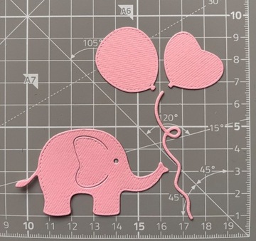 Scrapki  Słoń słonik z balonami różowy