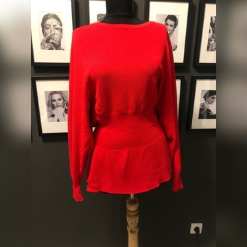 Sweter ZARA czerwony ze ściągaczem rozmiar xl