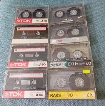 8 używanych kaset żelazowych. TDK, Fuji, RAKS