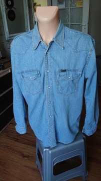 Wrangler Western koszula męska L jeansowa jasno niebieska authentic