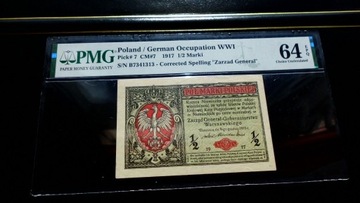 1/2 marki polskiej 1916/17 - GENERAŁ - PMG 64 EPQ