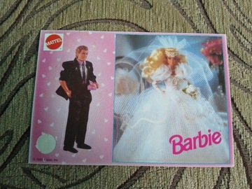 Barbie naklejka pocztówka 1993 rok