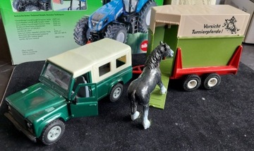 SIKU Land Rover z przyczepą i koniem 1:32