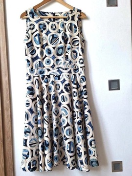 Niebieska ecri sukienka wzory damska 38