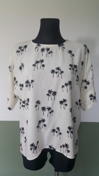 H&M Kremowa bluzka w palmy Floral Lato Wakacje XXL 44