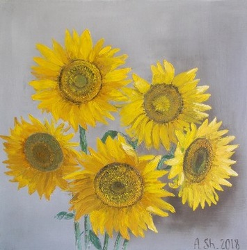 Obraz farbą olejną na płótnie kwiaty słonecznika
