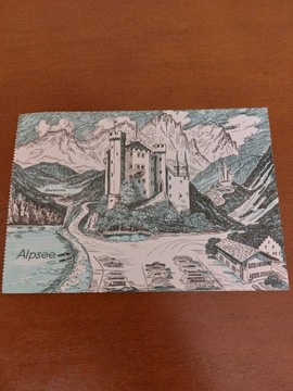 Karta pocztówka Schloss parkplatz Alpy