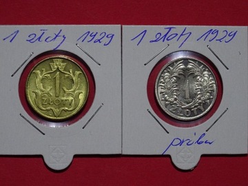 Monety kolekcjonerskie 1 złoty 1929 dwa typy