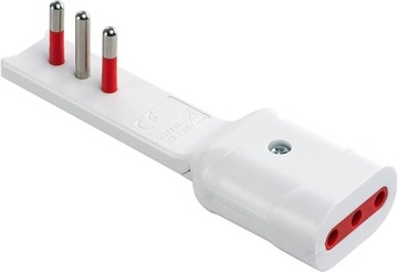 Adapter 90° Ultrapter 10A 2P+T/10A 2P+T biały