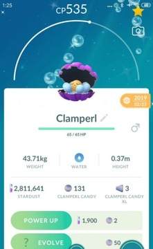 Pokemon go Shiny Clamperl Wymiana Trade 30 days