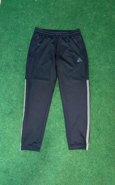 Czarne spodnie dresowe Adidas 3 Stripes rozpinane z guzikami rozmiar S