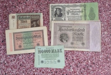 zestaw banknotów niemieckich 1910-1940 , 30 szt