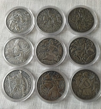 Monety srebrne Zeus, Hades, Apollo..9 mone antique
