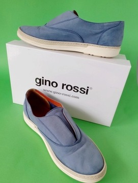 Gino Rossi skórzane buty sneakersy mokasyny loafersy 38 5 skóra niebieska