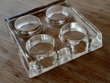 kwadratowy gruby szklany świecznik na 4 tealight