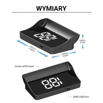 WYŚWIETLACZ PROJEKTOR LED LCD HUD GPS USB