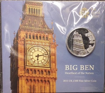 Wielka Brytania 100 Funtów 2015 Big Ben 999Ag
