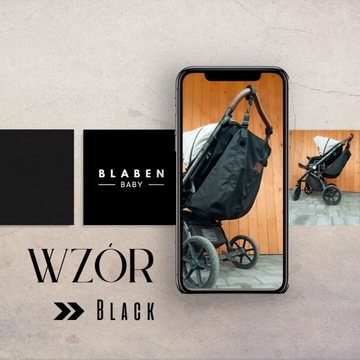 Dostawką do wózka leżaczek + ORGANIZER Blaben Baby *BLACK*