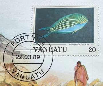 VANUATU 1989 znaczek + koperta 12,6cm x 17,6cm