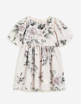 H&M cekinowa sukienka w kwiaty cekiny 110