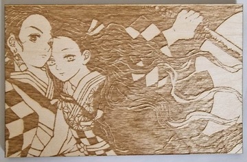Drewniany obraz Kimetsu no Yaiba nezuko tanjirou