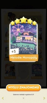 MONOPOLY Go GO! naklejka karta 5* Melodie Monopoly