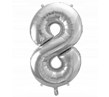 Balon foliowy srebrny cyfra 8 na urodziny 83cm
