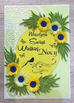 Kartka na WIELKANOC rękodzieło hand made quilling 