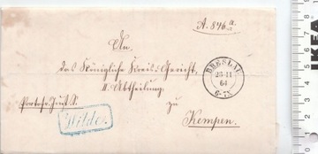 Niemcy Breslau Kempen koperta unikat 19 wiek