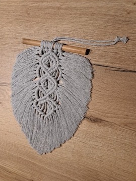 Makrama wisząca boho na ścianę szara 21x35 tanio