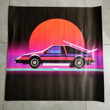 Plakat "Car sunset neon" 70x70cm (obraz, grafika) 