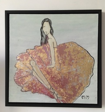Obraz olejny-Kobieta w sukni 