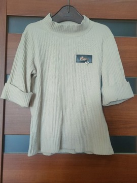 Koszulka bluzka beżowa z ozdobną aplikacją bawełna