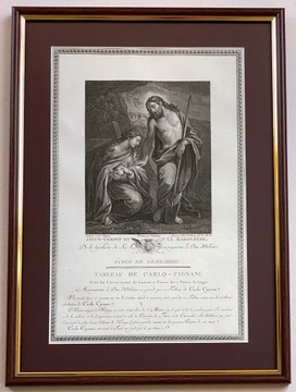 Jezus i Magdalena, Cignani miedzioryt 1786 orygin.