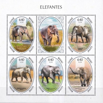 Gwinea Bissau 2018 cena 11,90 zł kat.7,50€ - słonie. arkusz