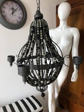 Lampa z drewnianych korali hand made