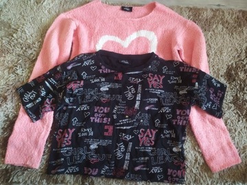 Zestaw dla dziewczynki t-shirt i sweterek 146/152