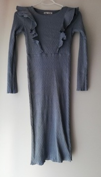 Sukienka sweterkowa xxs Sinsay błękit falbana