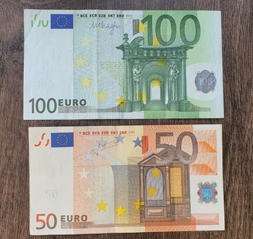 Banknoty EURO 2002r 100€ i 50€