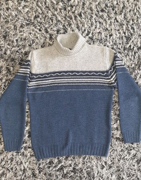 Sweter granatowo szary golf rozm. M