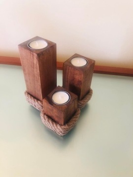Świecznik pionowy - zestaw 3 sztuki - hand made