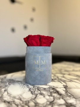 Szary flowerbox z czerwonymi różami