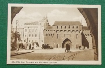 Pocztówka KRAKÓW Barbakan Brama Floriańska 1940