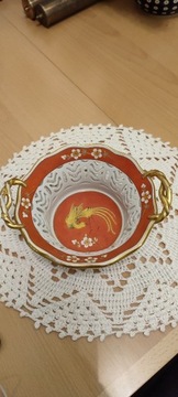 VON Schierholz porcelanowy koszyk stary złocony
