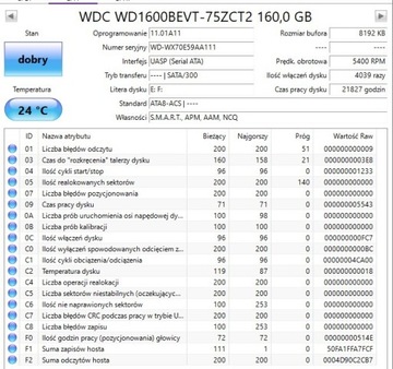 WDC WD1600BEVT-75ZCT2 160,0 GB