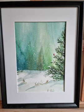 Obrazek zimowy idą Święta  30x40cm