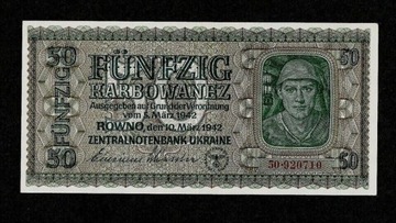 UKRAINA - ROWNO, OKUPACJA NIEMIECKA II WŚW. 50 KARBOWANIEC 1942 P#54 XF++